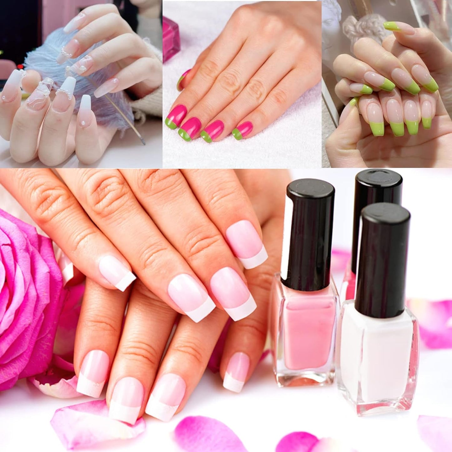 Short Square Nail Tips,1000 PCS Artificial Full Cover Fake Nails Soft Gel Tips 10 Sizes with Box for Home DIY Nail Salon (Clear and Natural 3)