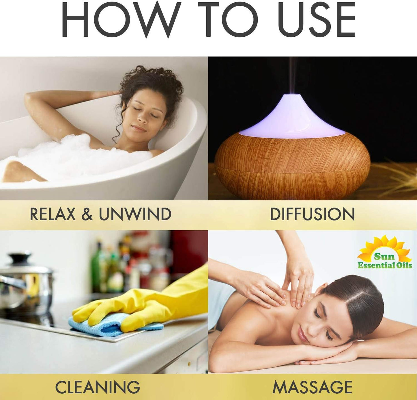 Sun Essential Oils - Roman Chamomile Essential Oil (2 oz) for Diffuser, Skin, Body, Face, Aromatherapy Massage & Humidifier, Scent for Soap, Candle, Shampoo & Lotion Making at Home