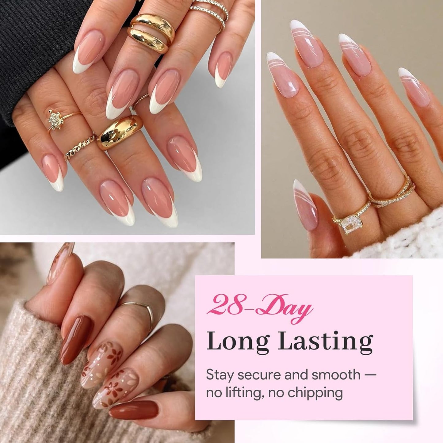 Nail Tips Gel Glue 15g - Lamp Curing Solid Nail Glue for False Acrylic Nails, Crystal Clear Long Lasting 28 Days No Yellowing Salon Quality DIY Home Beginner-Friendly