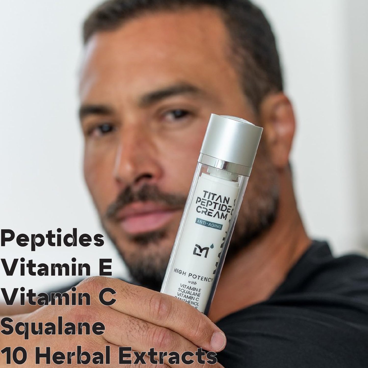 Titan Peptide Anti-Aging Mens Face Cream – Mens Face Moisturizer – For Men, Face Lotion – Men, Skin Care – Tighten, Firm, Revitalize – Peptides, Vitamin C & E, Squalane – All Skin – Unscented