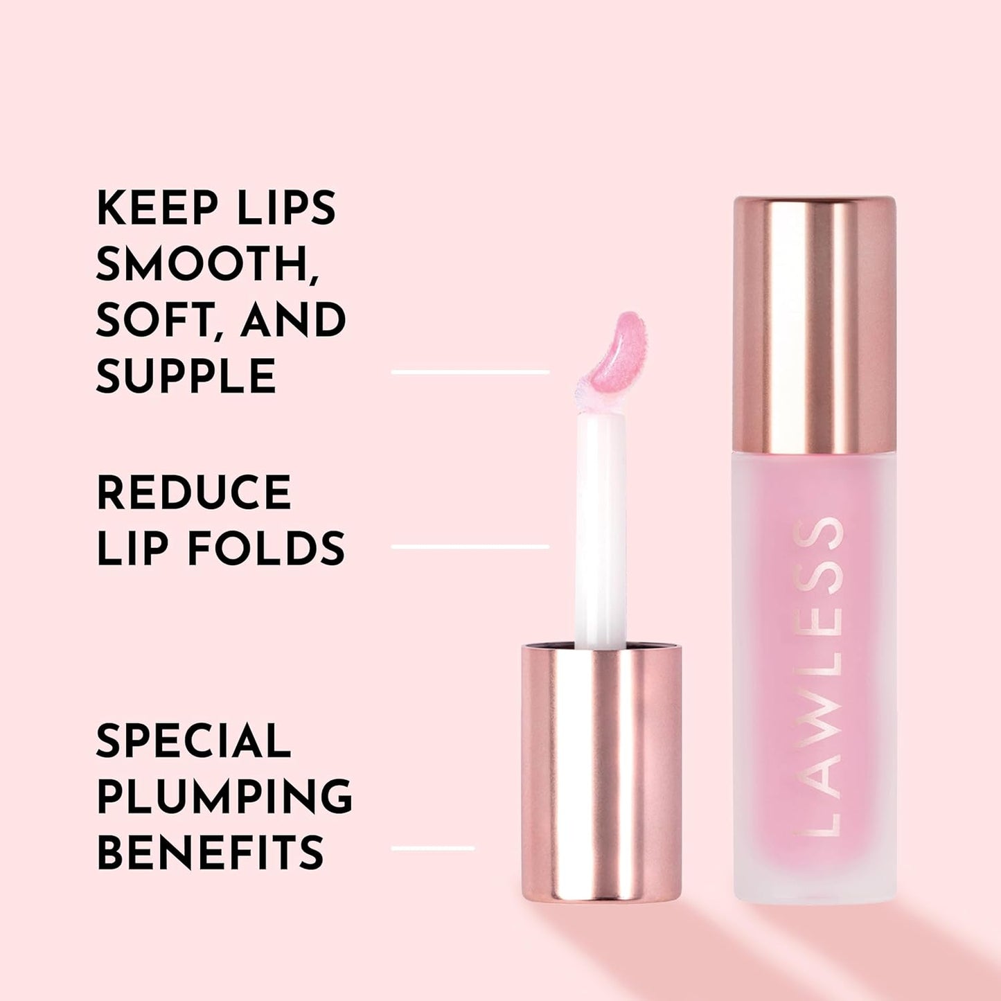 Lawless Forget the Filler Lip Plumping Line Smoothing Gloss - Strawberry Shortcake - Premium Volumizing Lip Gloss with Natural Ingredients Designed to Plump, Firm, and Hydrate Lips 0.11 oz