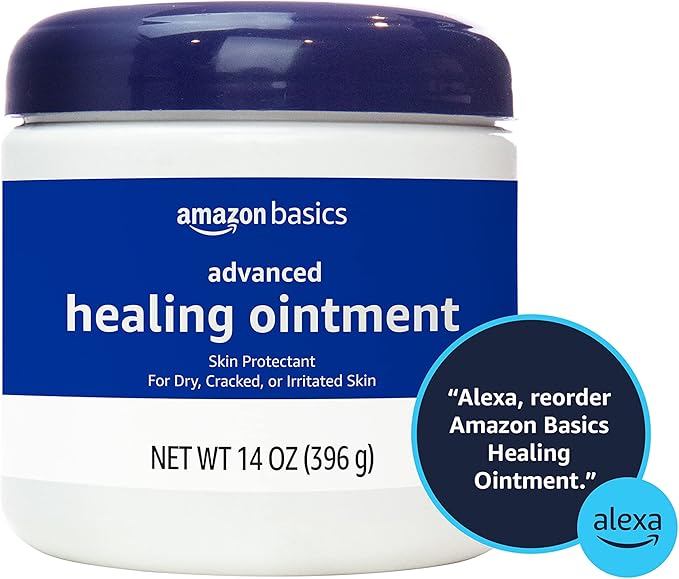 Amazon Basics Healing Ointment and Skin Protectant for Dry & Cracked Skin, Fragrance Free, 14 Ounce, 4-Pack (Previously Solimo)