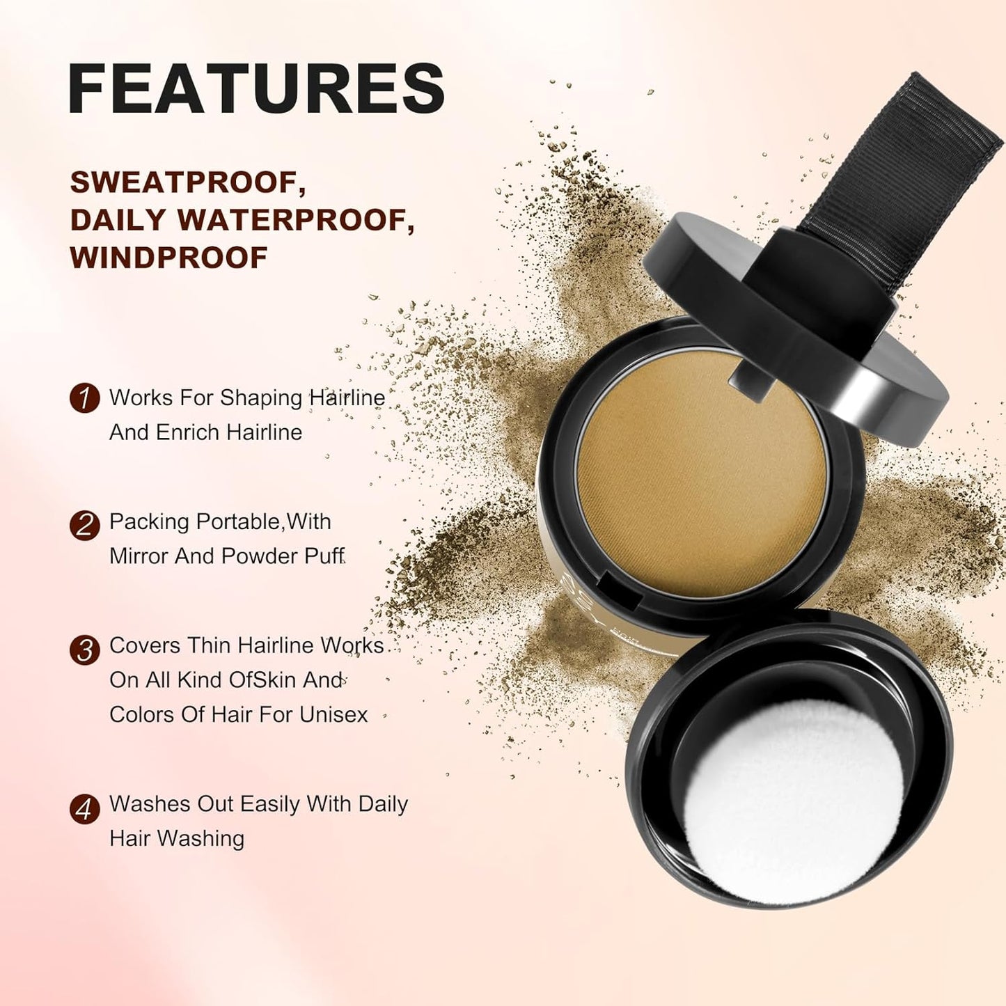 Root Touch Up Powder - Instant Gray Hair Coverage for Hairline, Eyebrows, Beard Line and Bald Spots (Coffee)