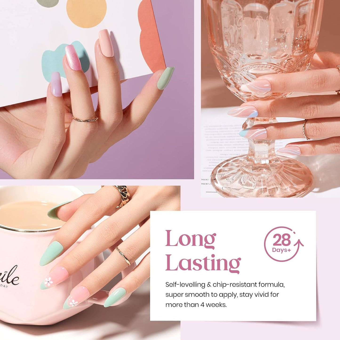 Beetles Neutral Gel Nail Polish Set – Healing Elixir Gel Nail Polish Kit, 20 Colors Pink Blue White Green Pearl with Base Coat Matte Glossy Top Coat for DIY Manicure Gift for Women