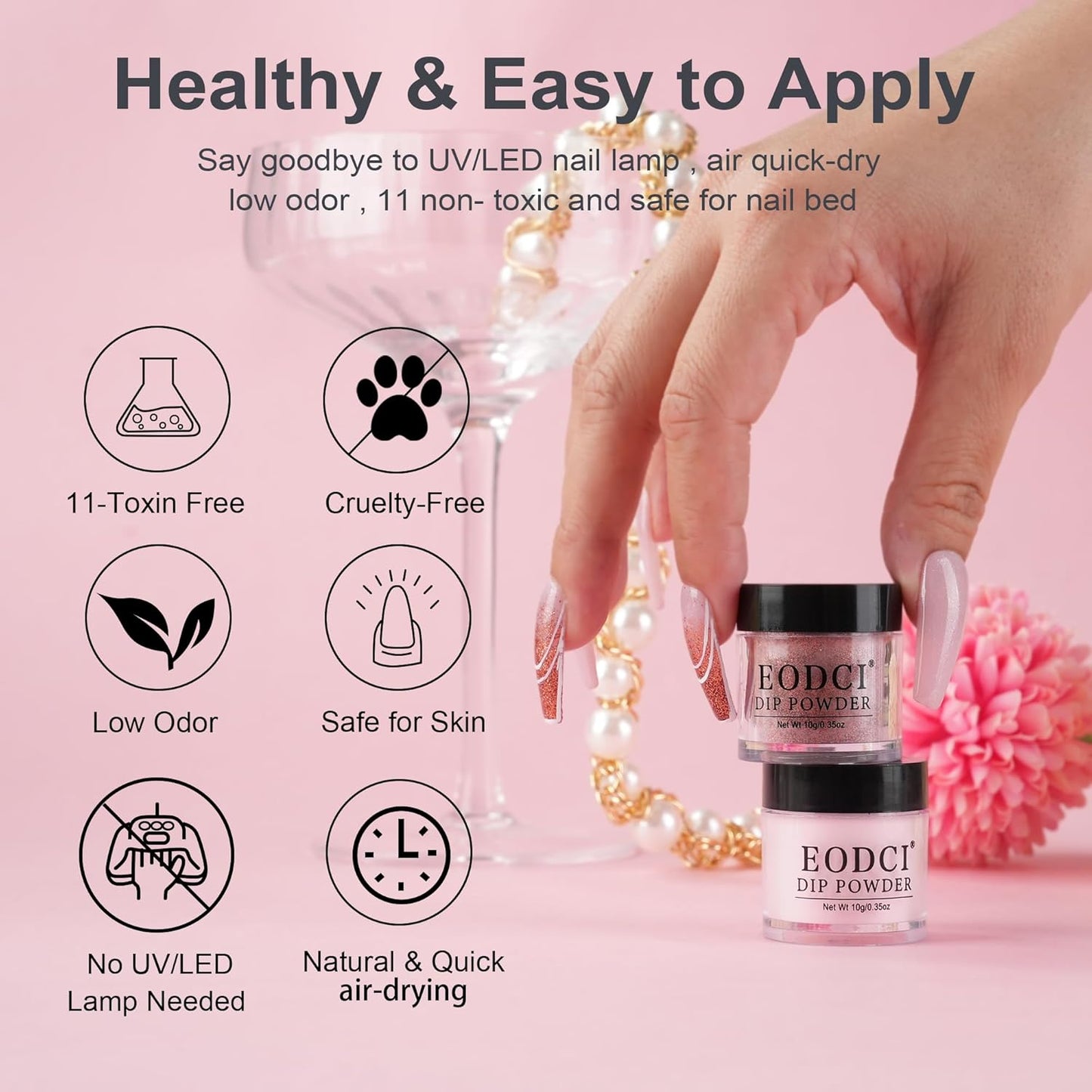 Dip Powder Nail Kit Starter, 6 Colors Glitter Dark Black White Dipping Powder Kit With Base & Top Coat/Activator/Brush Saver, Nail Art Manicure Salon DIY for Daily at Home Party Gifts for Women