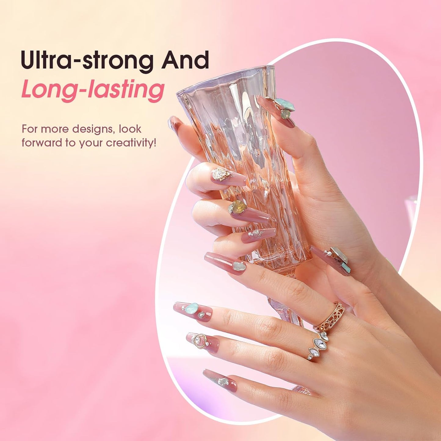 ROSALIND Poly Nail Gel Kit -8 Colors + White Brown Accessories Clear Nude Poly Nails Gel Starter Kit With Slip Solution Nude Pink Extensions Set with Mini UV Lamp