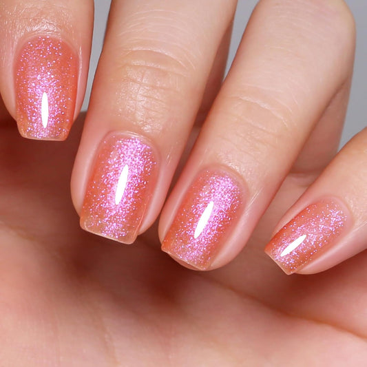 Imtiti Glitter Gel Nail Polish, Coral Iridescent Glitter Gel Polish Diamond Shimmer Sparkle Soak Off UV LED Nail Gel Polish spring summer Manicure 10ML