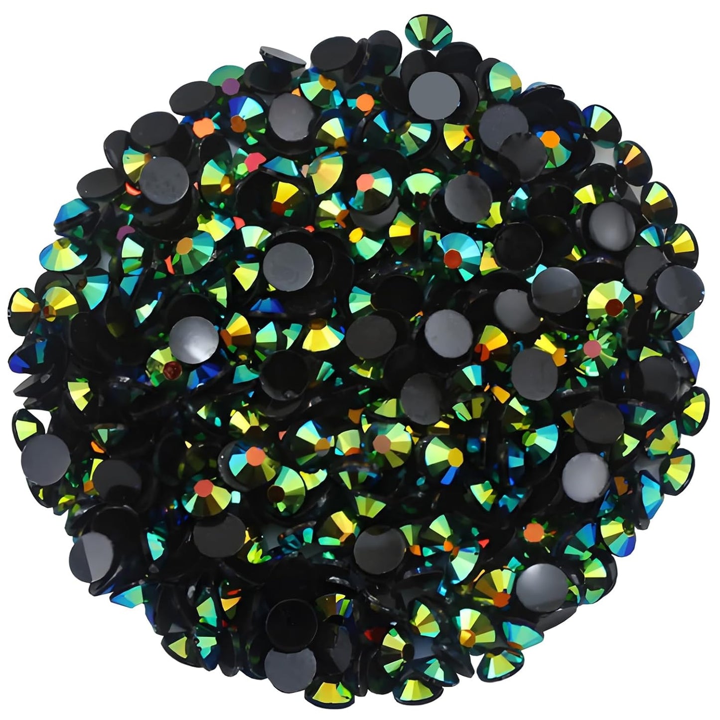 2250 Pcs SS16 4mm AB Flatback Rhinestones for Nails Art Crafts Glitter Round Shine Gems Crystals DIY Clothes Shoes （Black-Bottom Dark Green AB）