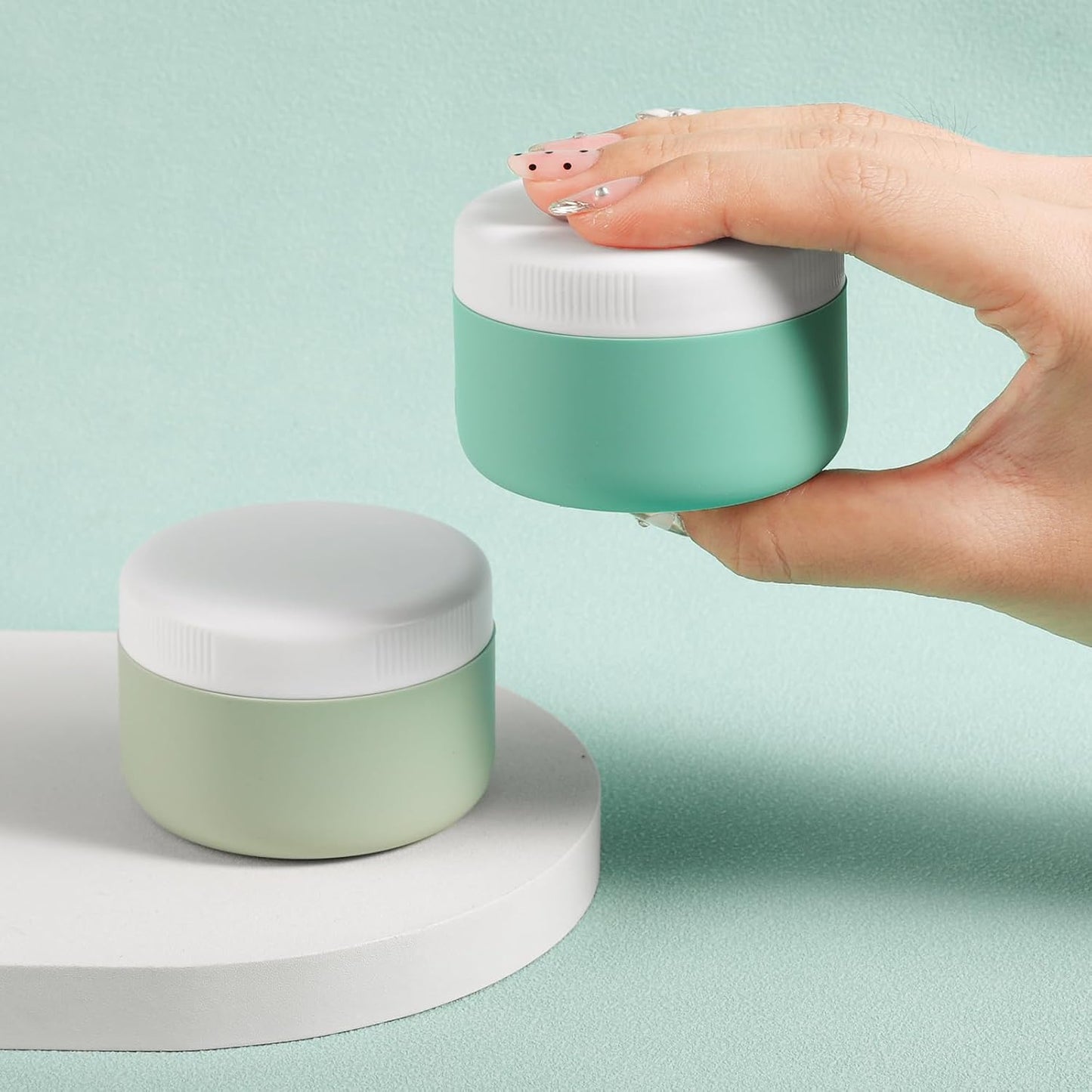 Travel Containers for Toiletries, Silicone Cream Jars BPA-Free, Leak-proof 3oz Travel Size Containers, Portable Size Silicone Jars with Lid for Cosmetic Face Hand Body Cream (4 Pack)