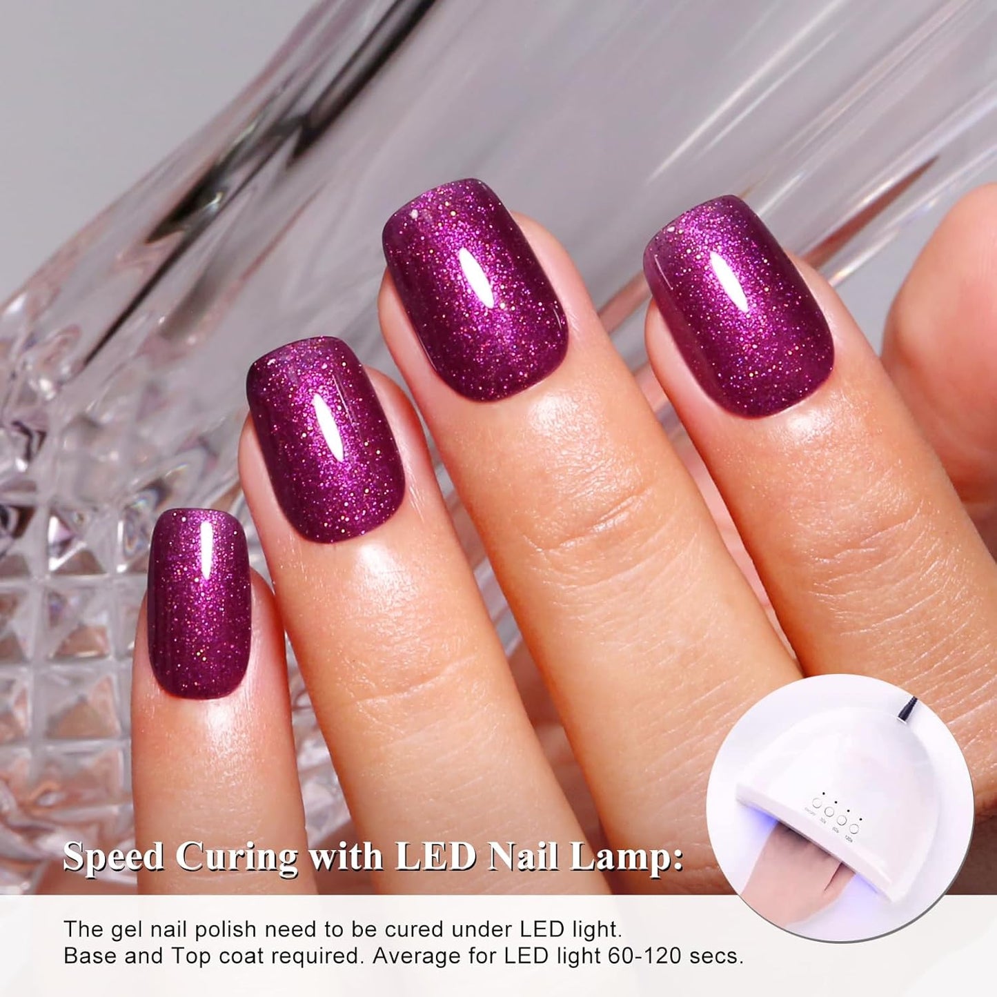 Imtiti Glitter Gel Polish,Starlight Rose Red Sparkle Gel Nail Polish Nail Art Starter Manicure(0.34 Fl Oz-1928)