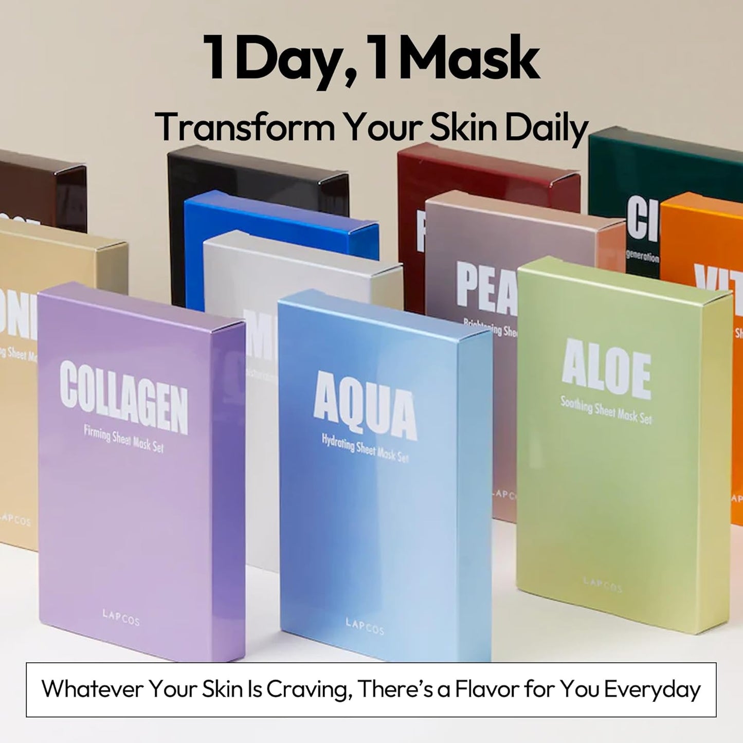LAPCOS Vita C Sheet Mask, Daily Face Mask with Vitamin C to Renew Skin, Korean Beauty Favorite, 5-Pack