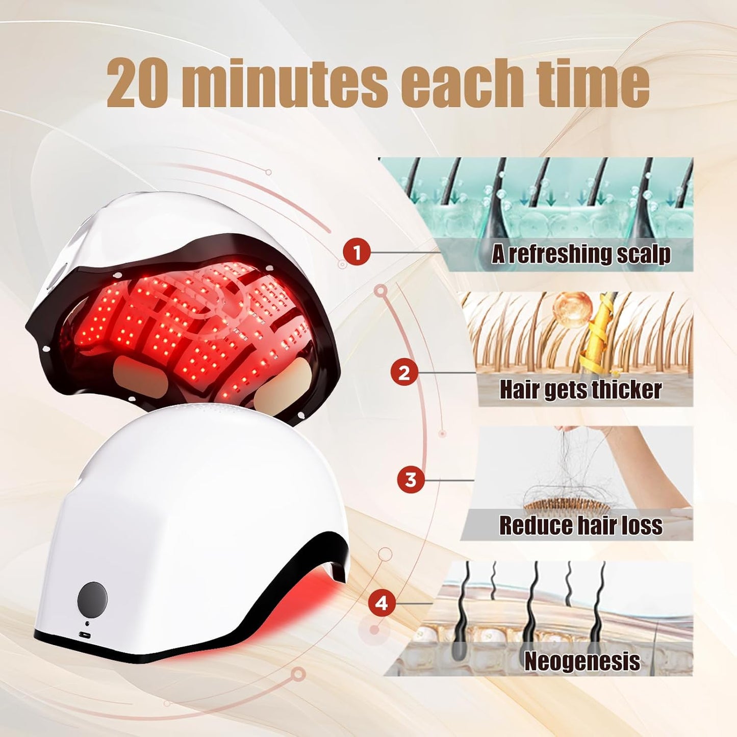 Red Light Therapy for Hair Growth Device - FDA Cleared Hair Loss Treatment - Laser Cap for Hair Regrowth - Hair Thinning & Alopecia Treatment for Men & Women