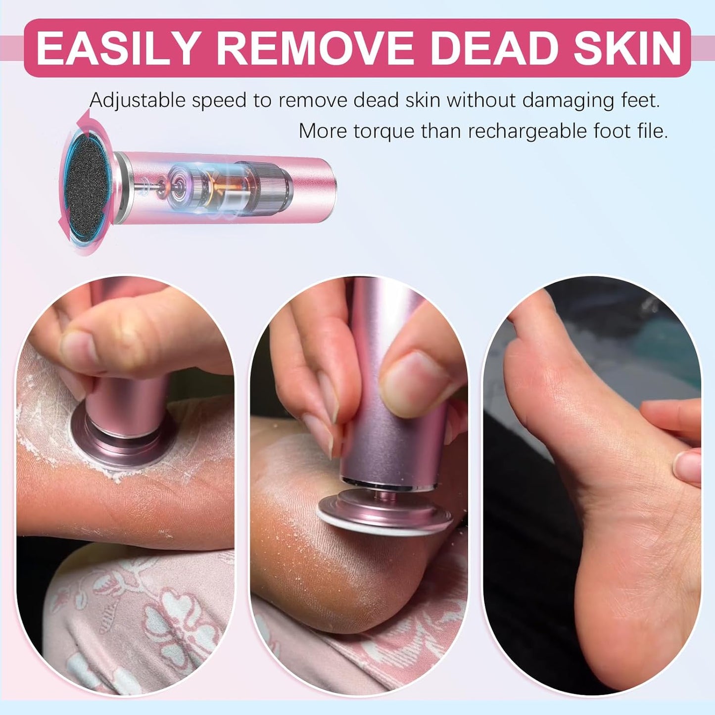 Electric Foot Callus Remover with Hand Callus Remover, Adjustable Speed Professional Electric Foot File Filer Sander Pedicure Tools for Feet Heel Dead Cracked Skin Women Men Use (Pink)