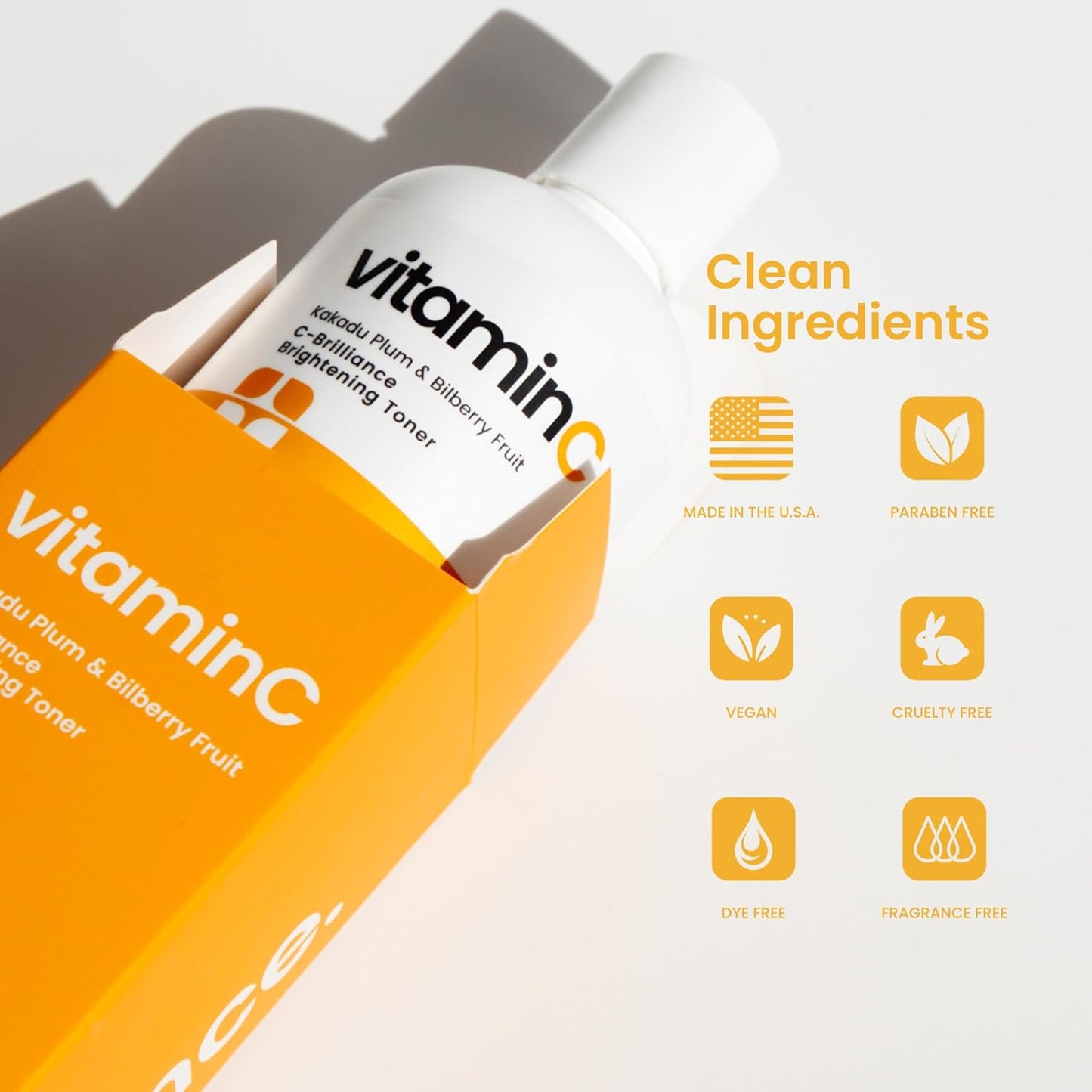 C-Brilliance Vitamin C Toner for Face Daily Witch Hazel Facial Astringent with Kakadu Plum and Bilberry Fruit 8 oz Vegan, Fragrance Free