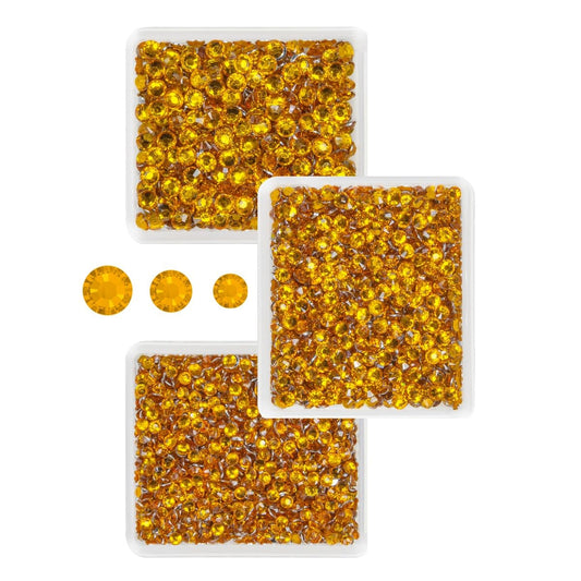 Orange Yellow Crystal Resin Rhinestones for Crafting Light Orange Flatback Stones 3mm 4mm 5mm No-Hotfix Diamonds Crystals Gems Charms Supplies for Nails Face Eyes Makeup Tumblers Crafts Clothes