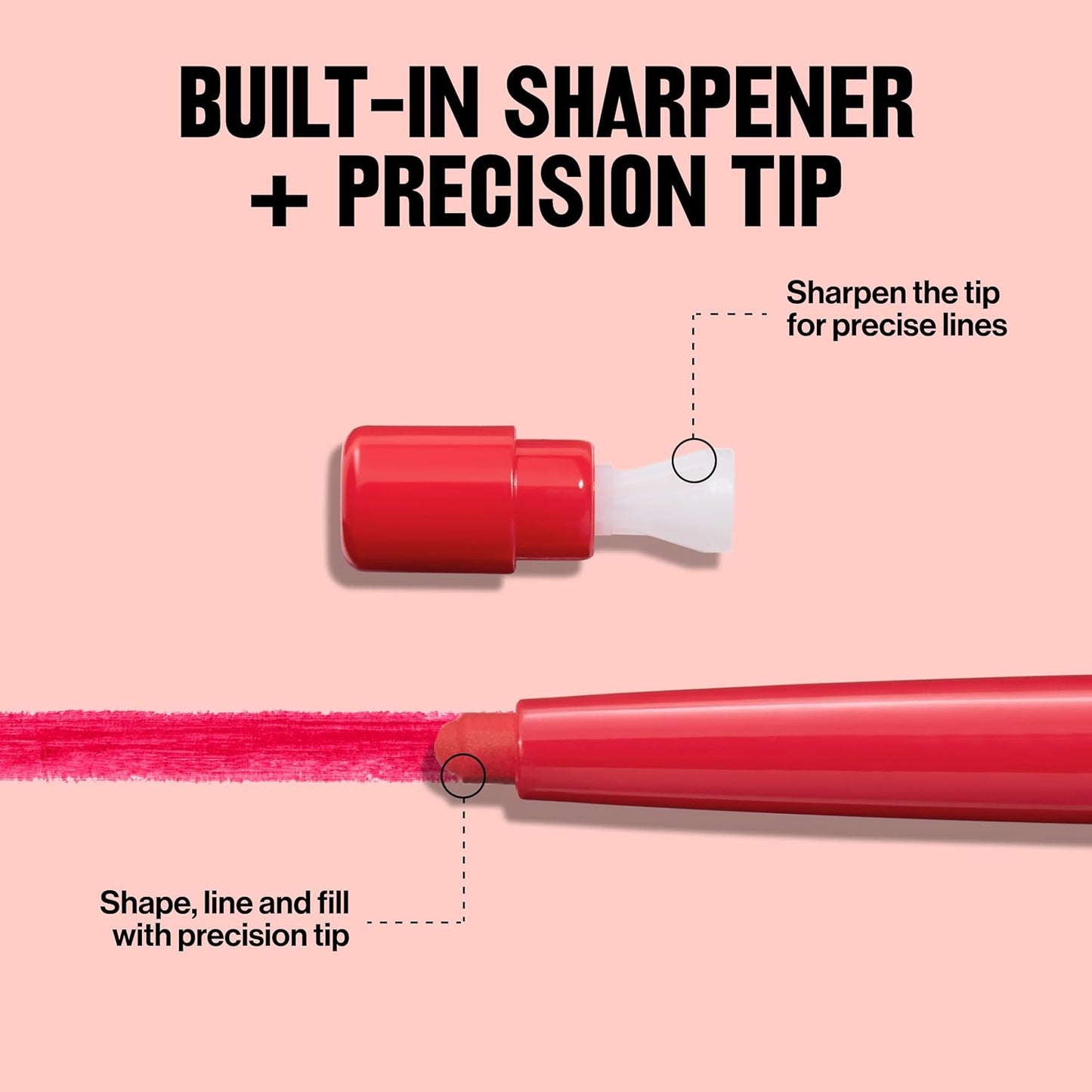 Revlon Colorstay Lip Liner Makeup with Built-in-Sharpener, Longwear Rich Colors, Smooth Application, 650 Pink, 0.01 oz