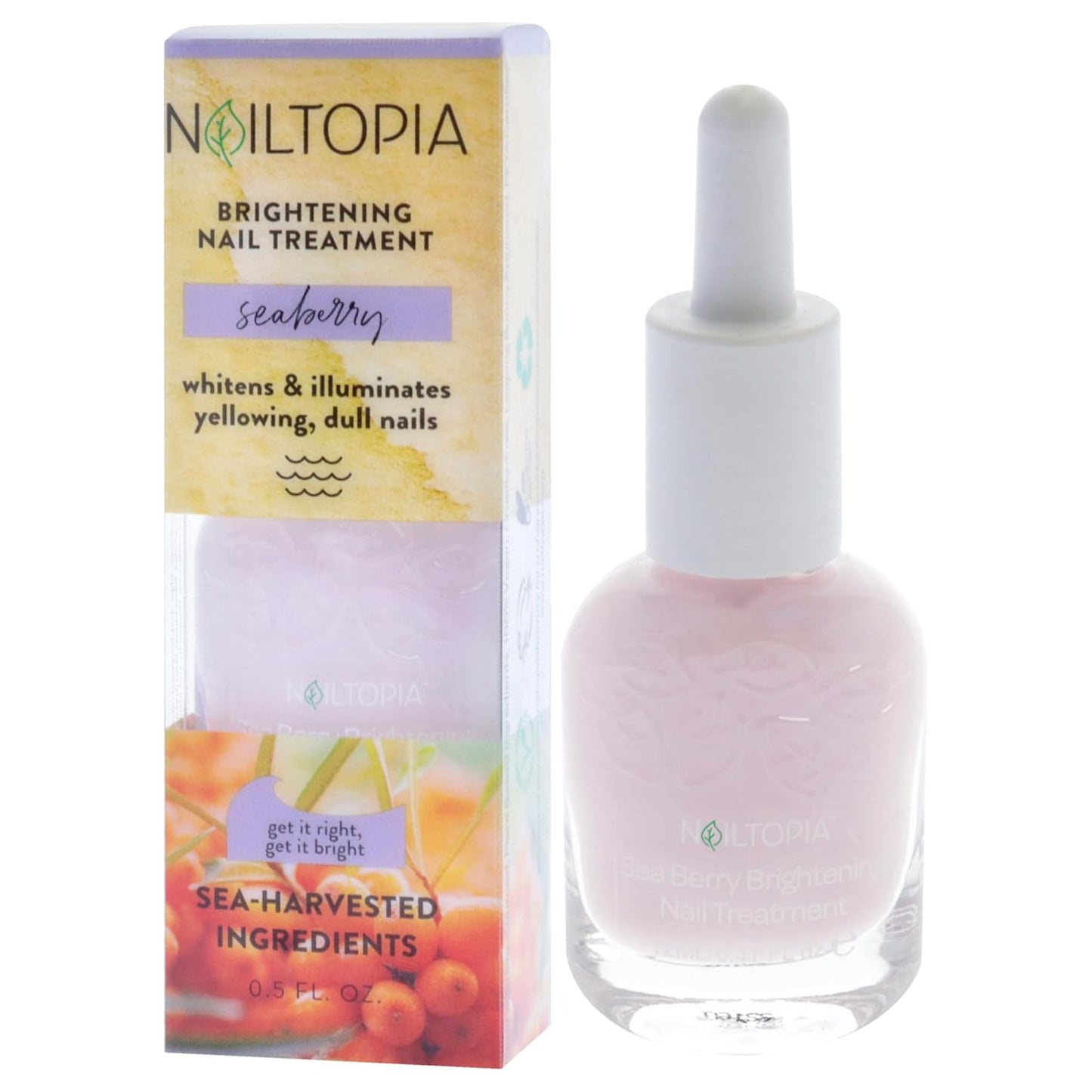 Nailtopia Healing and Brightening Nail Treatment - Nail Growth Oil - Nail Strengthener Treatment for Hard Nails - With Superfood Sea Berry - 0.41 oz