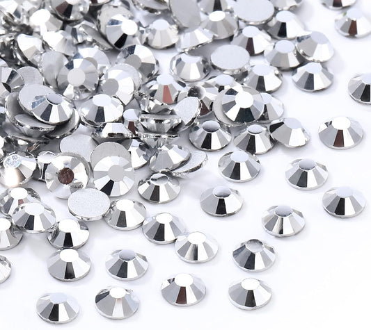 Silver Flatback Rhinestones, Glass Rhinestones for Nail Art and Craft, Glue Fix, Loose Crystal Gemstones(Silver, SS16, 1440pcs, 3.8-4.0mm)