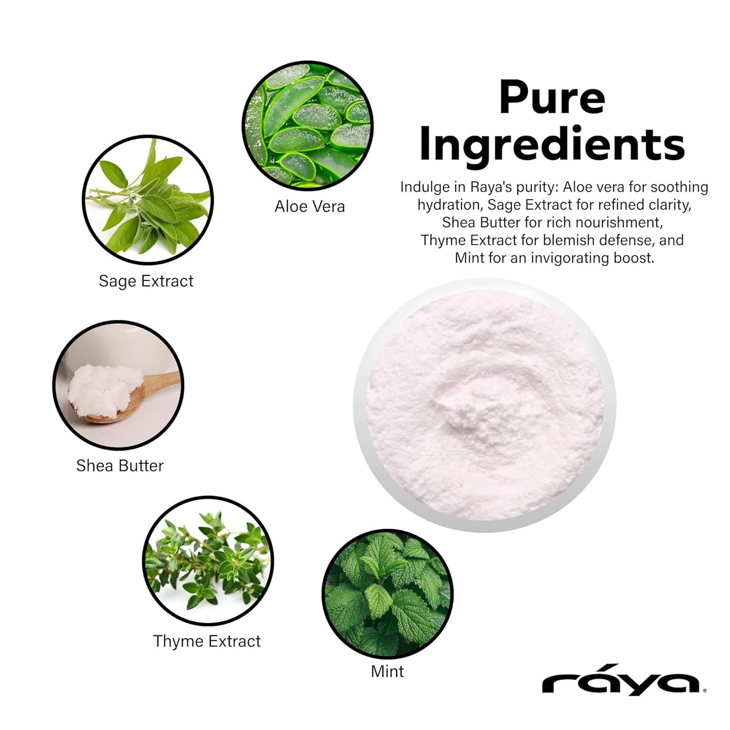 Raya Mint Soufflé Facial Cleanser (102) - Face Wash for Sensitive Skin, Combination & Oil Skin, Clears Pores, Sensitive Formula, Mint, 4 oz