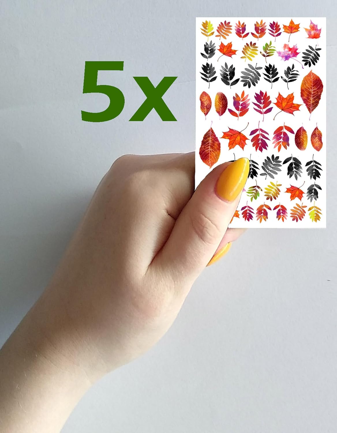 Nail Stickers Decal Transfers (5 Sheets) FLONZNAIL Autumn Leaves Vintage Watercolor Illustration