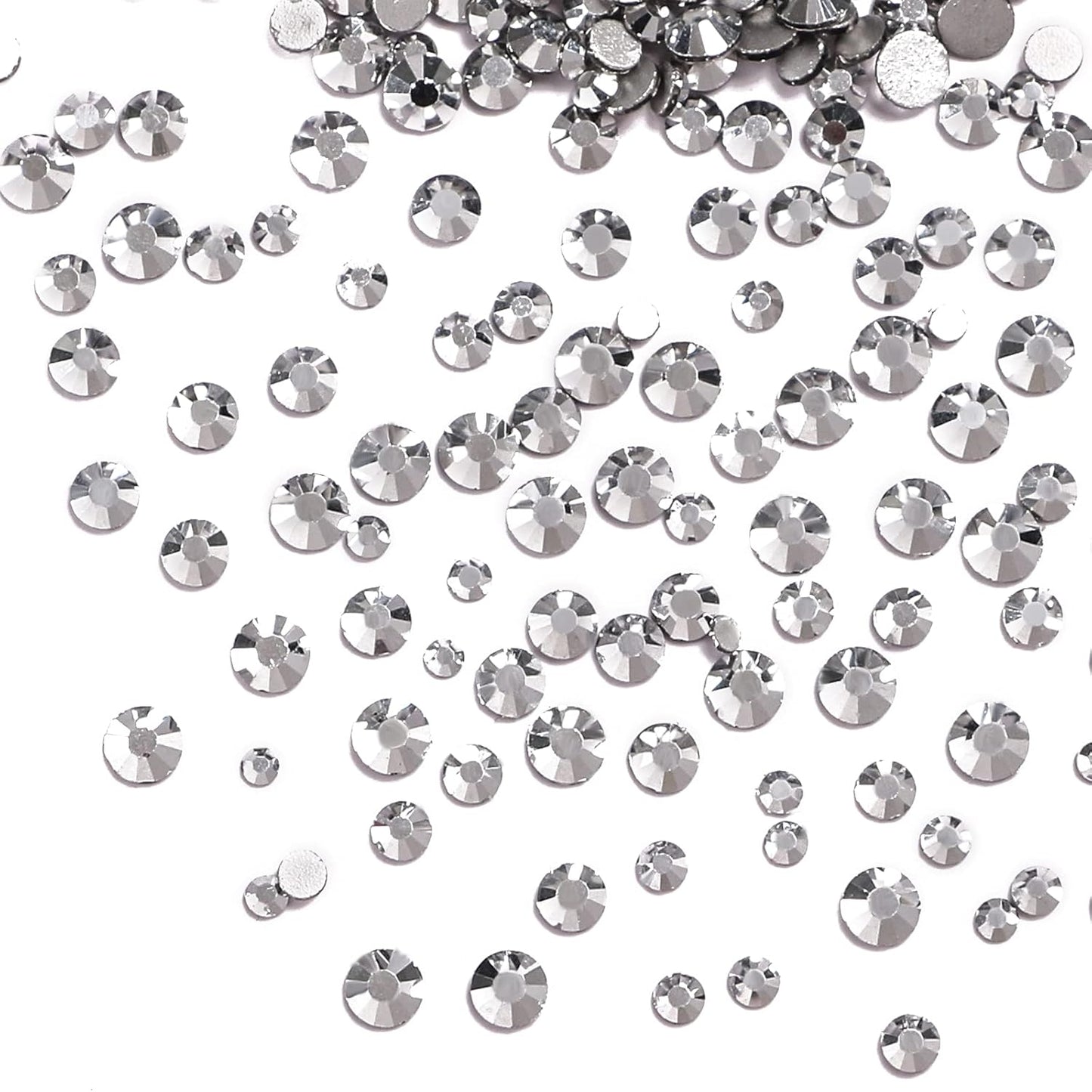 3456pcs Flatback Rhinestones Glass Charms Diamantes Gems Stones for Nail Art 6 Size ss4~ss12 Silver