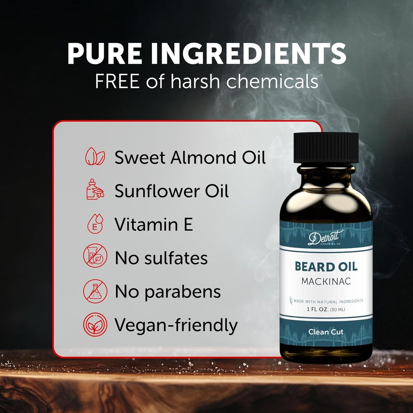 Detroit Grooming Beard Oil | Hydrating & Nourishing Formula • Mackinac Scent (1 oz)