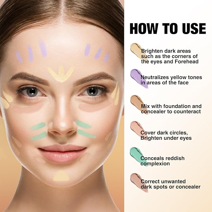 LANGMANNI Multi-Use Face Contour Stick,Highlighter & Concealer Stick, Combo Use For Correcting Color Balancing (#02+#03+#04+#06, 4 Count (Pack of 1))