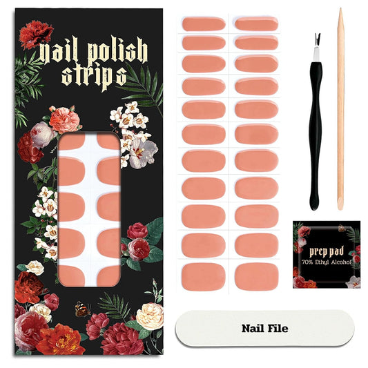 Nail Polish Strips - 22 Pcs Salon Quality Gel Nail Stickers - Long Lasting Wraps (Rust)