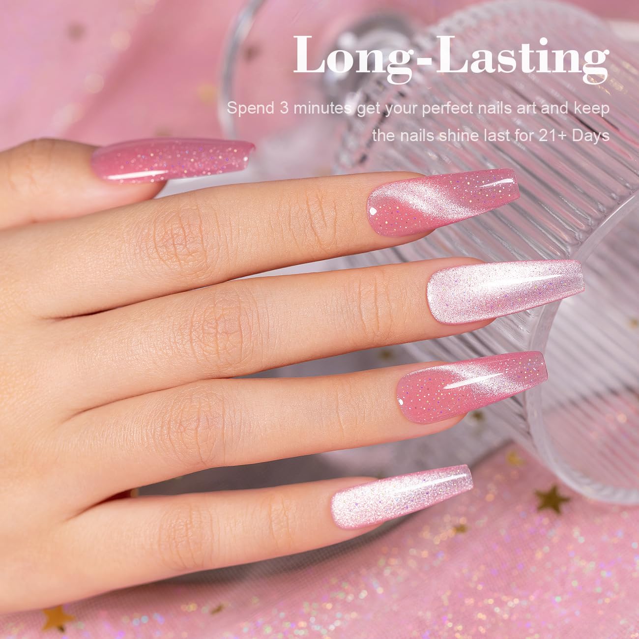 RARJSM Cat Eye Gel Nail Polish Nude Pink Rainbow Iridescent Glitter Natural Skin Tone Color 15ml Sparkle Shimmer Velvet Cateye Gel Polish with Magnetic Stick UV LED Curing Require Home Salon Manicure