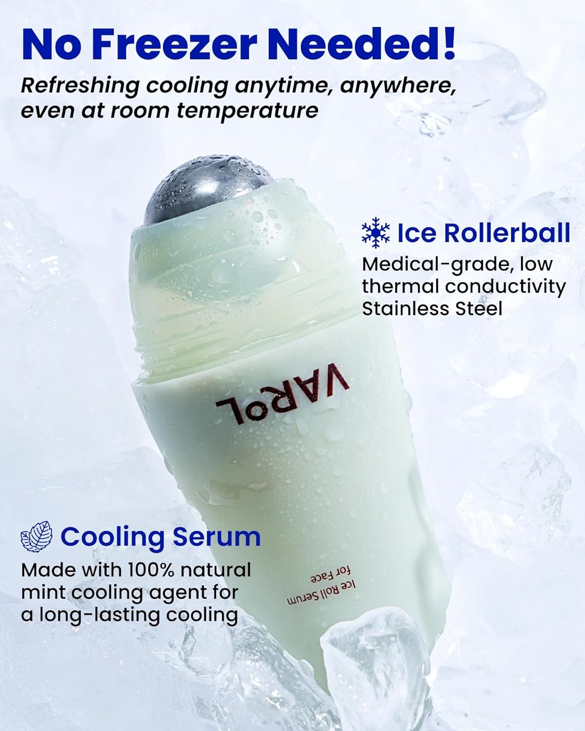 Ice Roll Serum | Cooling & Hydrating Roll-On Serum for Face, Puffy Eyes, Tannin & Panthenol for Pore Minimizing, Soothing, Facial Roller for Depuffing, Under Eye Bag Treatment | Korean Skin Care