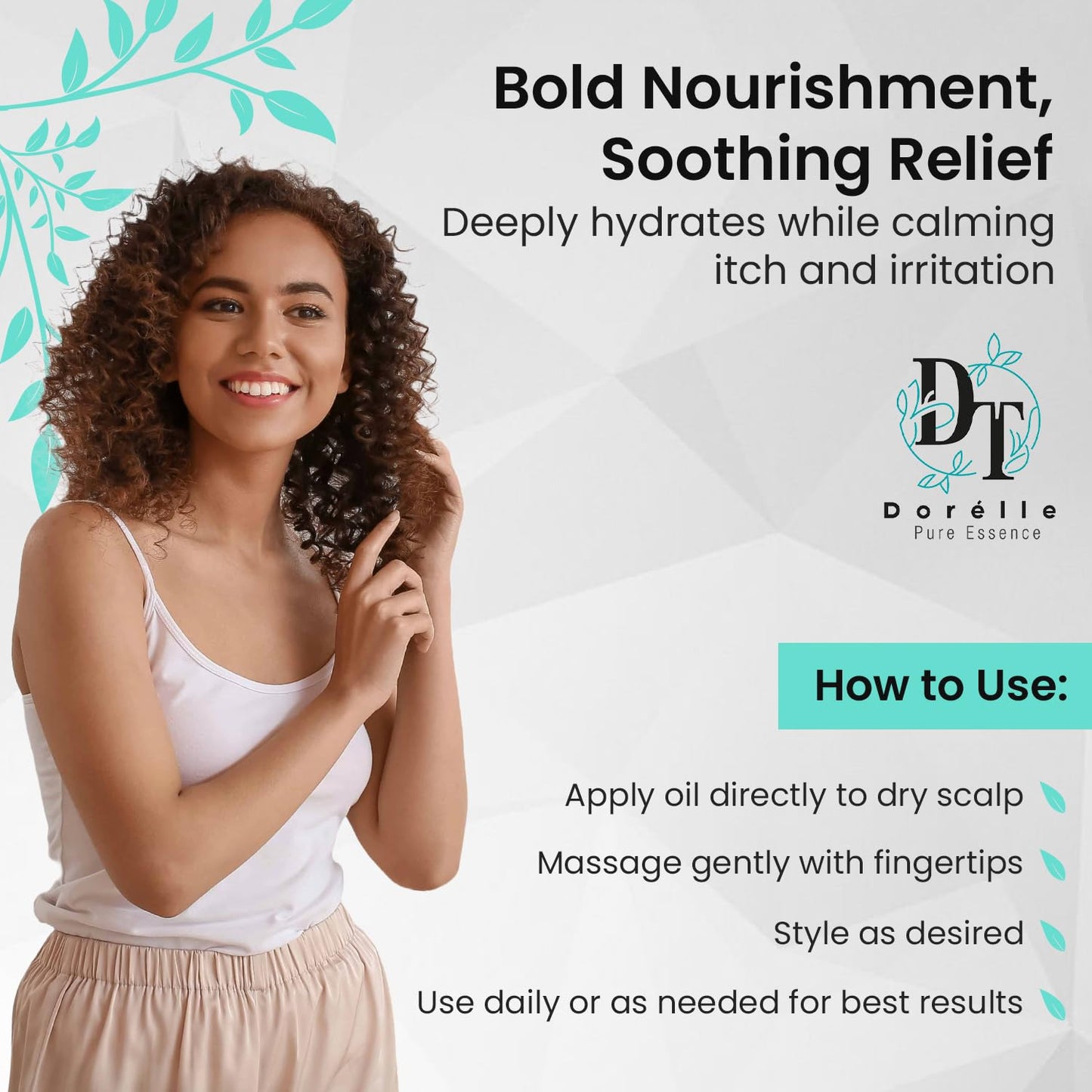 Hair Growth Oil for Curly, Coarse & Afro Hair – Sulfate Free Scalp – Oil with Coconut, Rosemary & Peppermint – Kumquat Scented