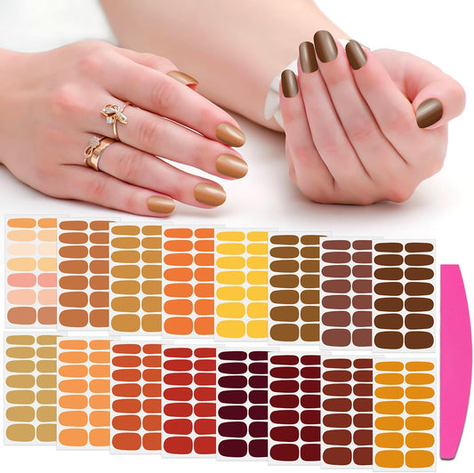 SILPECWEE 16 Sheets Full Nail Wraps for Women Stick on Nail Polish Strips Gel Nail Strips Self Adhesive Nail Polish Stickers Thanksgiving Fingernail Sticker Nails Manicure Kit with Nail File
