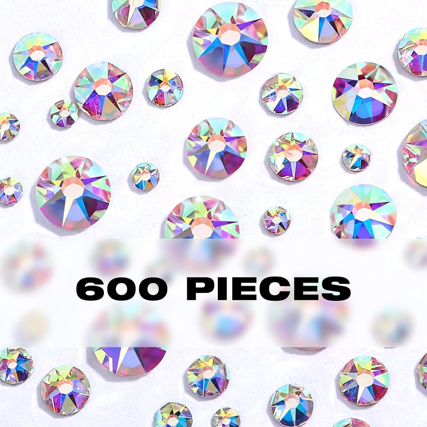 Novani Crystal AB Rhinestones Flat Back Round Rhinestone Style 2088 Sparkly Crystal Gemstones for Crafting,Mixed Large Size(SS12-SS40)