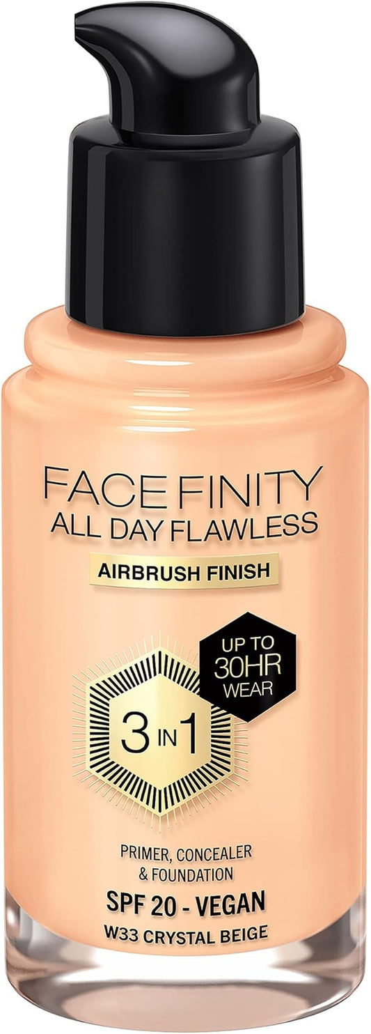 Max Factor Facefinity All Day Flawless 3 In 1 Foundation SPF 20, No. 33 Crystal Beige
