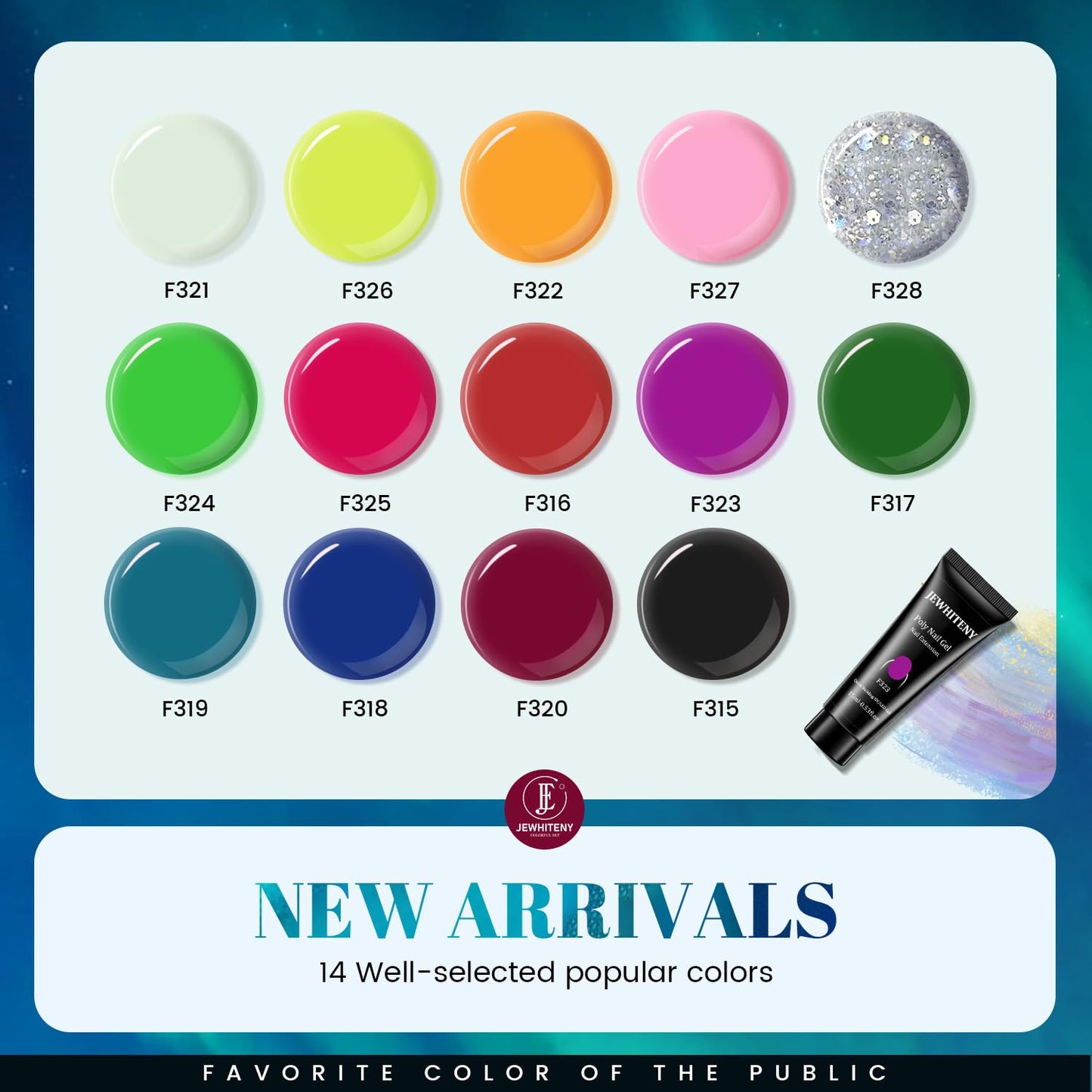 JEWHITENY 14 Colors Poly Nail Gel Kit With U V Lamp Poly Nail Extension Gel All-in-one Kit Builder Strengthen Art Starter DIY At Home Gifts For Women