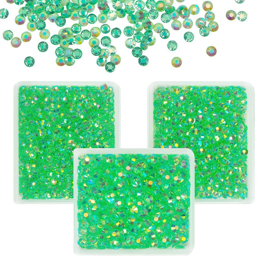 Transparent Clear Light Green AB Resin Rhinestones for Crafting 3mm 4mm 5mm Flatback Jelly Stones Diamonds Crystals Gems Charms for Nails Face Eyes Makeup Tumblers Bottles Crafts Clothes Shoes