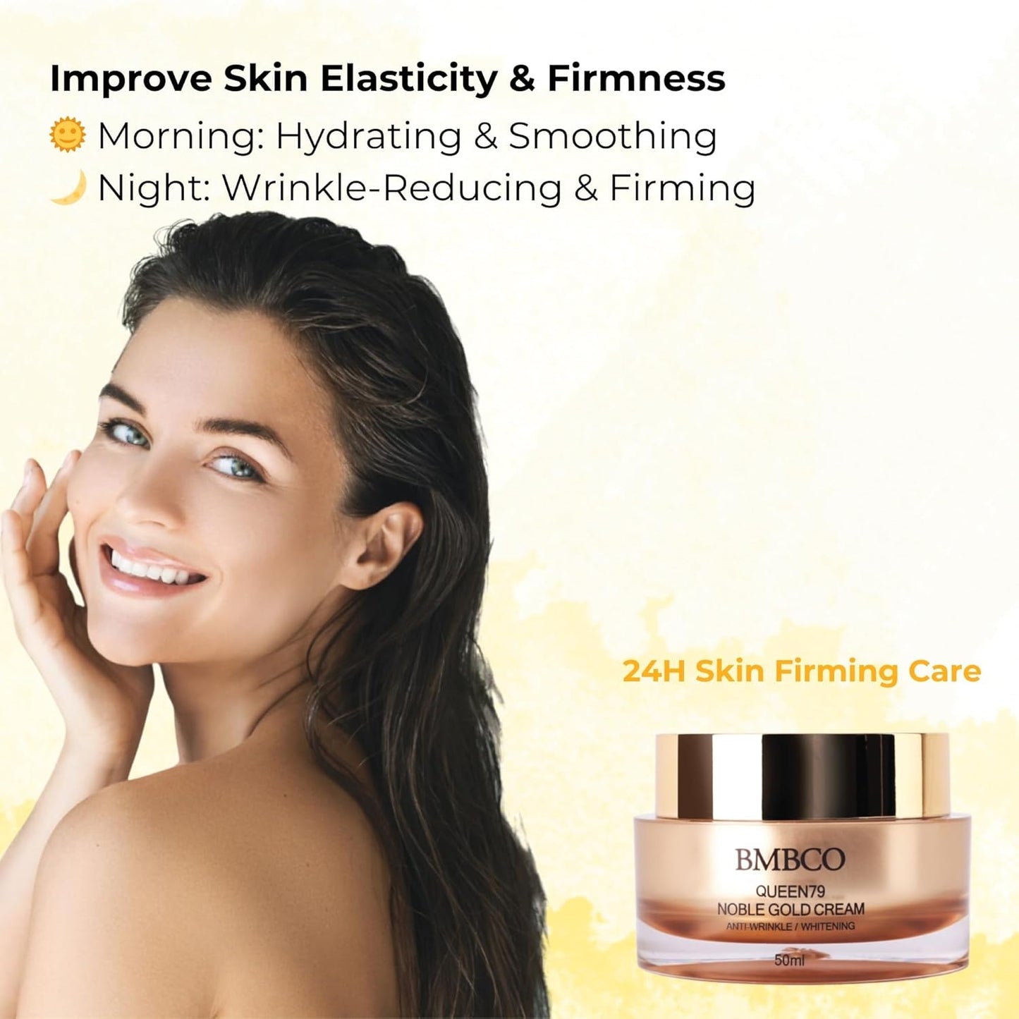 BMBCO 24K Gold Firming Cream – Anti-Aging Moisturizer with Collagen & Hyaluronic Acid | Wrinkle Repair for Face, Neck & Eyes | Korean Skincare – 50ml / 1.69 fl oz