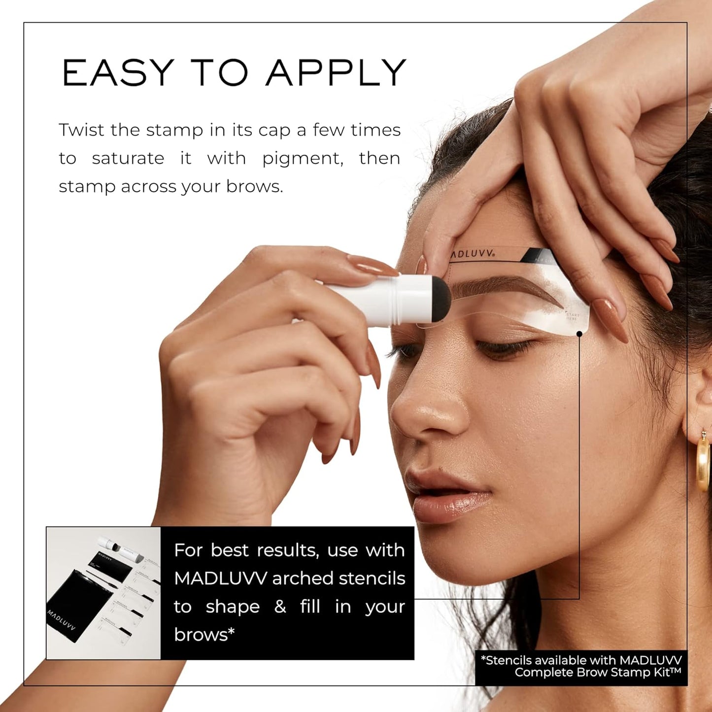 MADLUVV Brow Stamp Refill* - Color Stamp for Brows & Root Touch Up for Women & Men, Instantly Conceal Hair Loss, Grey Hair, Thinning Hair with Stain-Proof/Smudge-Proof Powder Formula (Dark Brown)