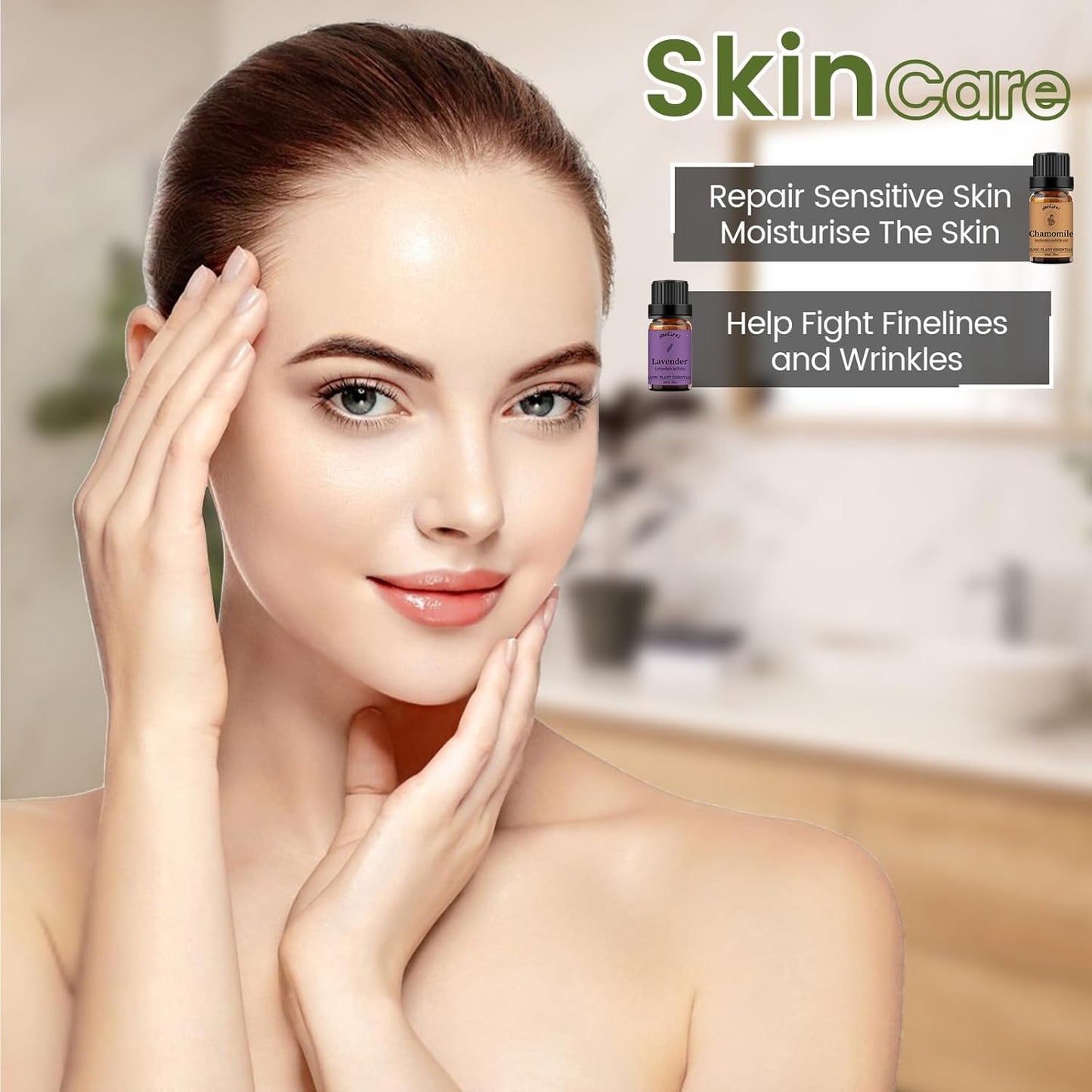 yethious Chamomile Lavender Essential Oil Set Pure Chamomile Lavender Aromatherapy Oils Organic Chamomile Essential Oil for Diffuser 2 Pack 10ML