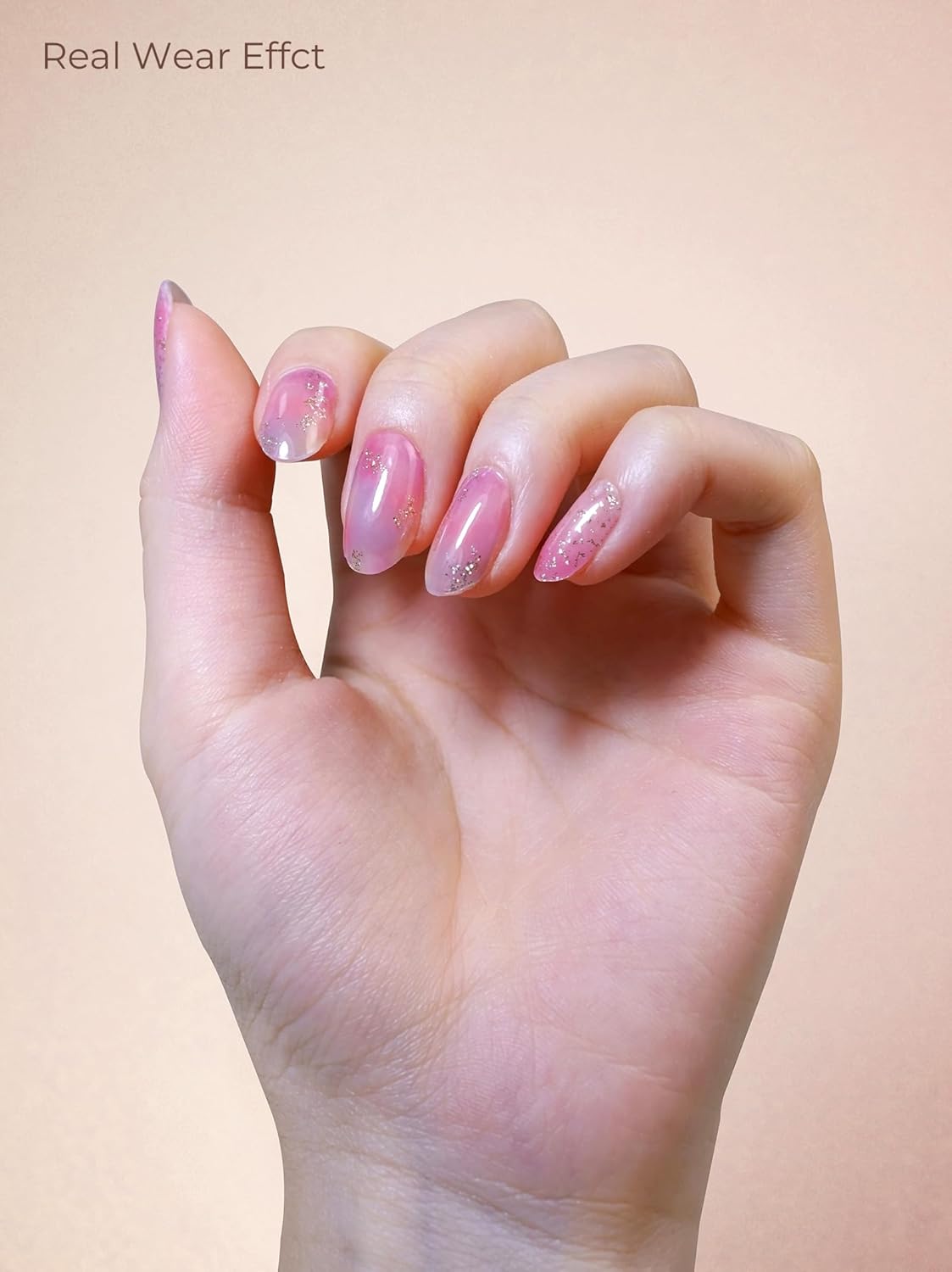 Pre Cured Gel Nail Strips - 44PCS Salon Quality Gel Nail Stickers - Long Lasting Polish Wraps for Women no UV Light Needed Easy Apply& Remove (Dusk Pink）