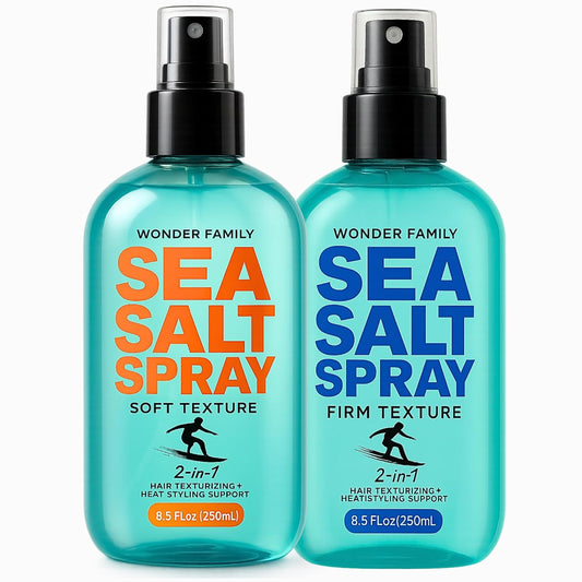 2-in-1 Texturizing Sea Salt Spray for Men, Women - Beach Waves & Curly Hair Spray Extra Hold, Low-Shine - Hair Volumizer for Fine Hair - Travel Hairspray for Women & Men - 16 Fl Oz, 2 Pack
