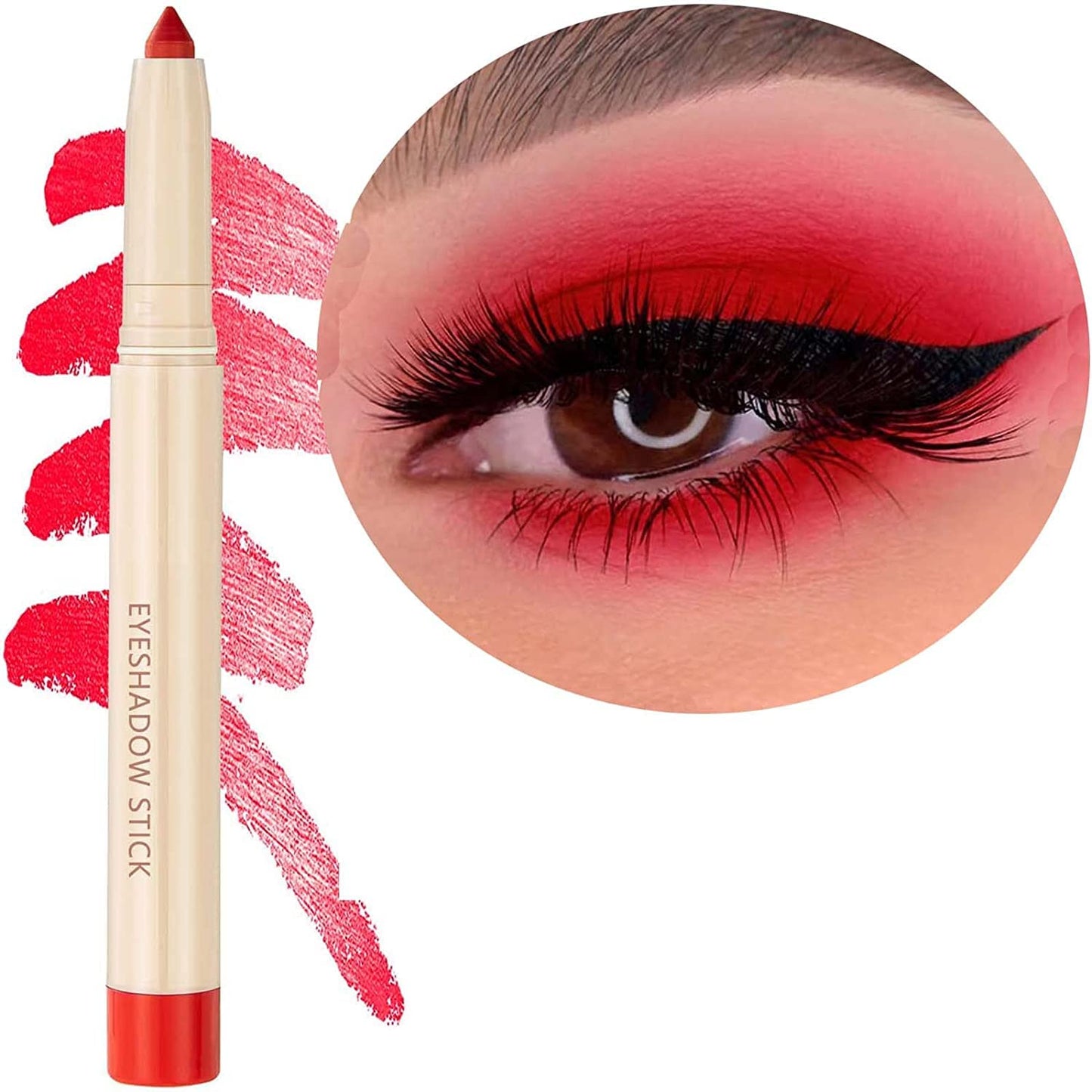 Matte Eyeshadow Stick - Smooth Cream Eyeshadow Pencil, Waterproof Long Lasting, High Pigment Hypoallergenic Highlighter Stick - Create Multi-Dimensional Eyes Look (06# Red)