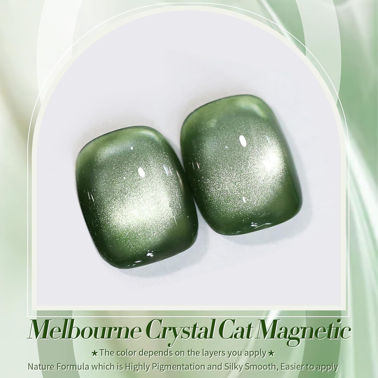 BORN PRETTY Cat Magnetic Eye Gel Nail Polish,Dark Emerald Jelly Glass Magnetic Gel Polish,Green Glitter Soak Off Nail Art Salon Manicure Home Gift 15ml