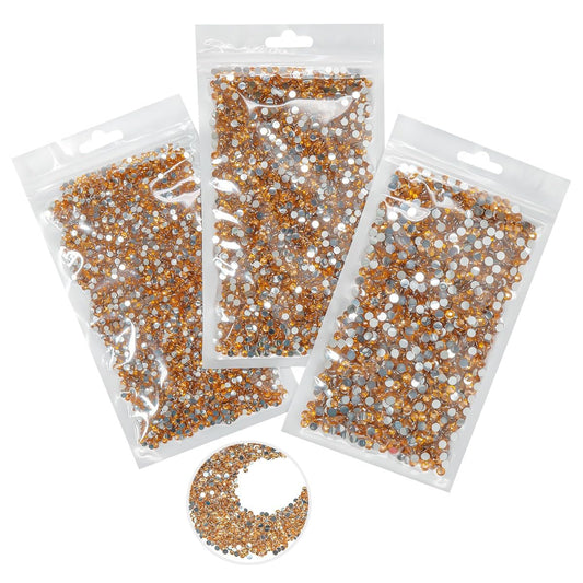 16000PCS Caramel Gold Crystal Resin Rhinestones for Crafting 3mm 4mm 5mm Golden Flatback Stones Diamonds Crystals Gems for Nails Face Eyes Makeup Body Tumblers Bottles DIY Crafts Clothes Shoes