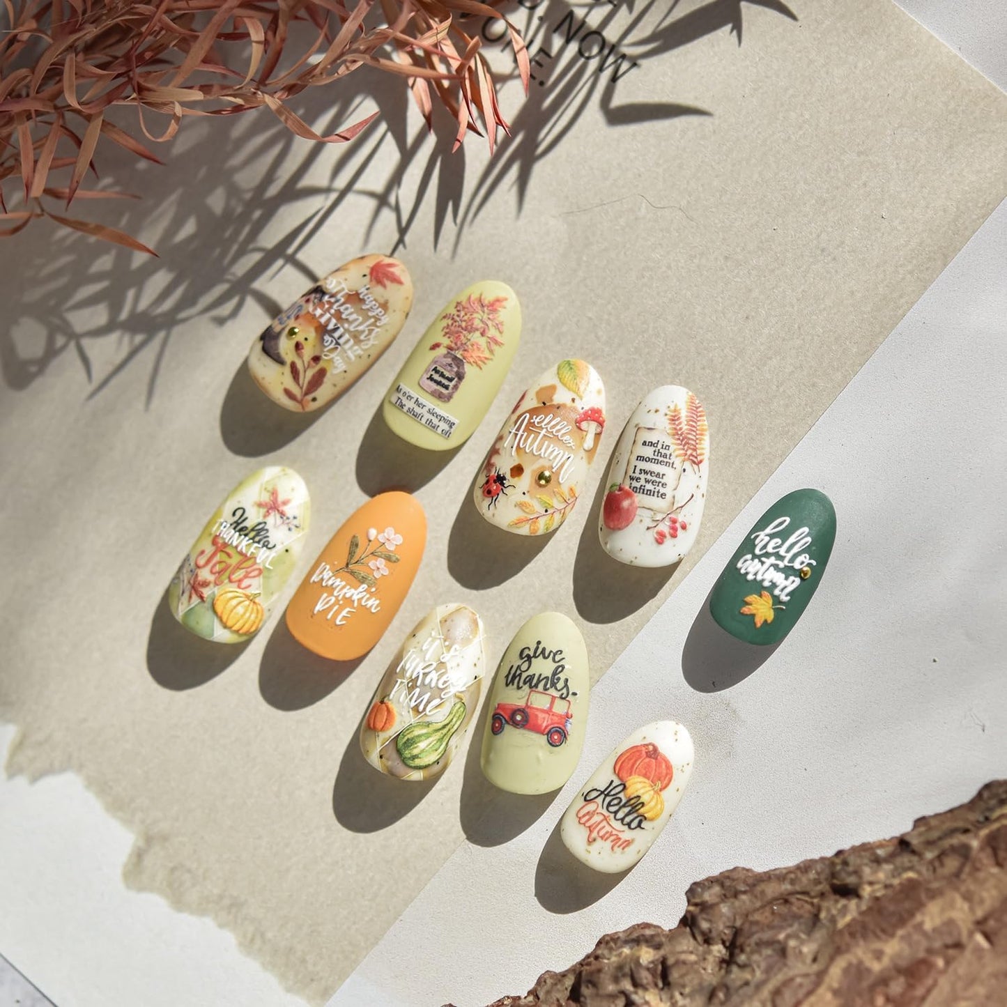 Fall Nail Art Stickers 5D Embossed Autumn Nail Art Decals Pumpkin Nail Stickers 3D Self-Adhesive Thanksgiving Day Nail Supplies Orange Nail Decals for Women DIY Holiday Manicure Accessories 1Sheet