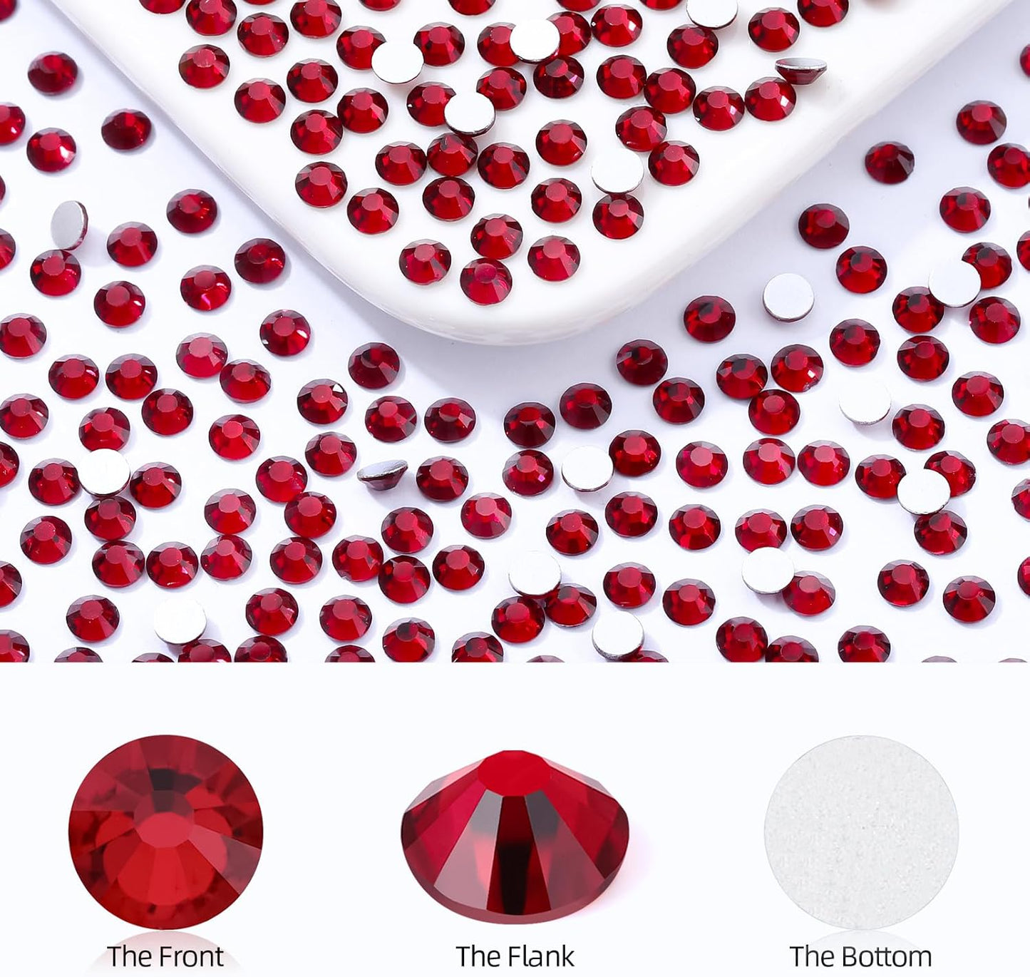 Siam Flatback Rhinestones, Glass Rhinestones for Nail Art and Craft, Glue Fix, Loose Crystal Gemstones(Siam, SS34, 288pcs, 7.1-7.3mm)