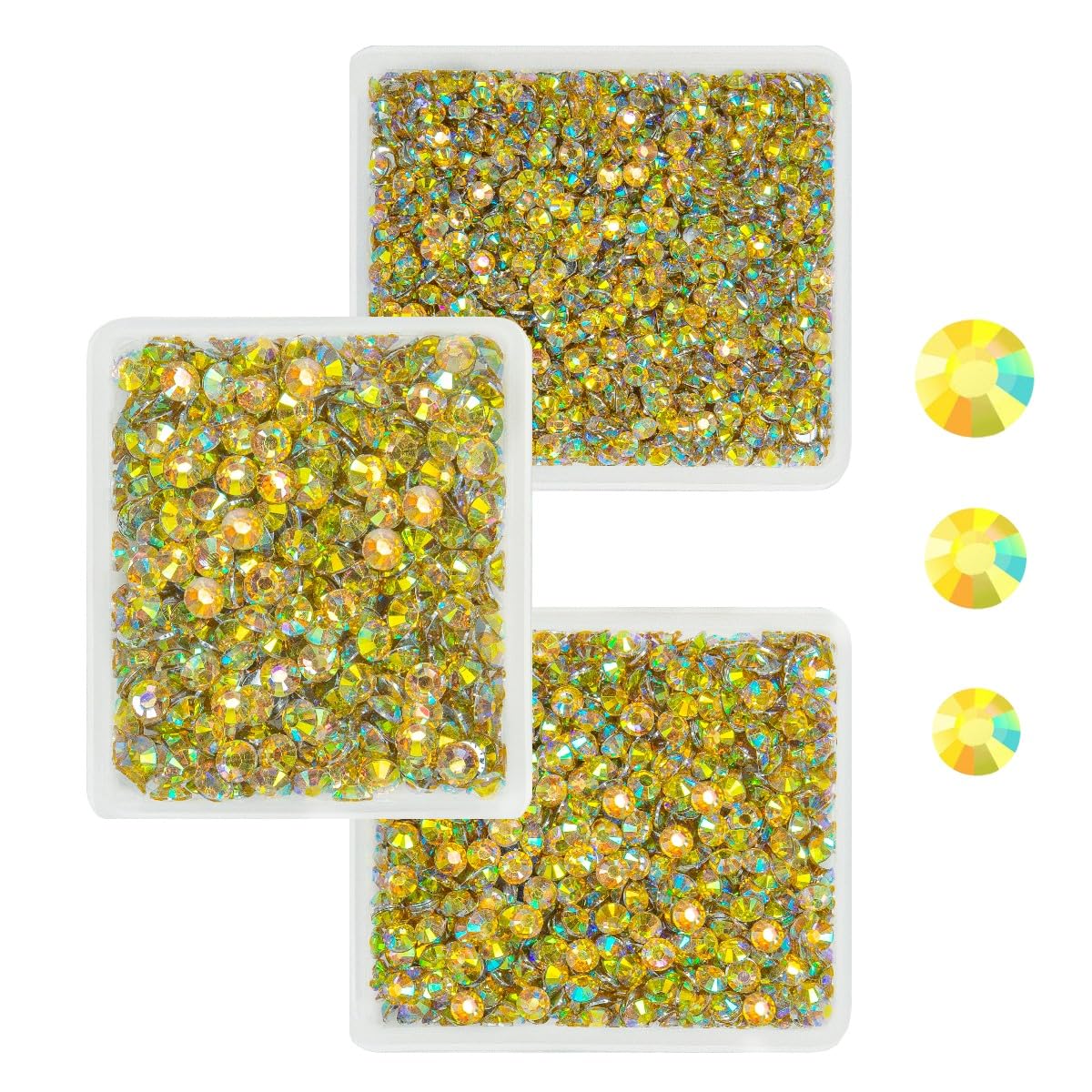 Crystal Yellow AB Resin Rhinestones for Crafting 3mm 4mm 5mm Flatback Stones Non-Hotfix Diamonds Crystals Gems Charms for Nails Face Eyes Makeup Body Tumblers Bottles Crafts Decor Clothes Shoes