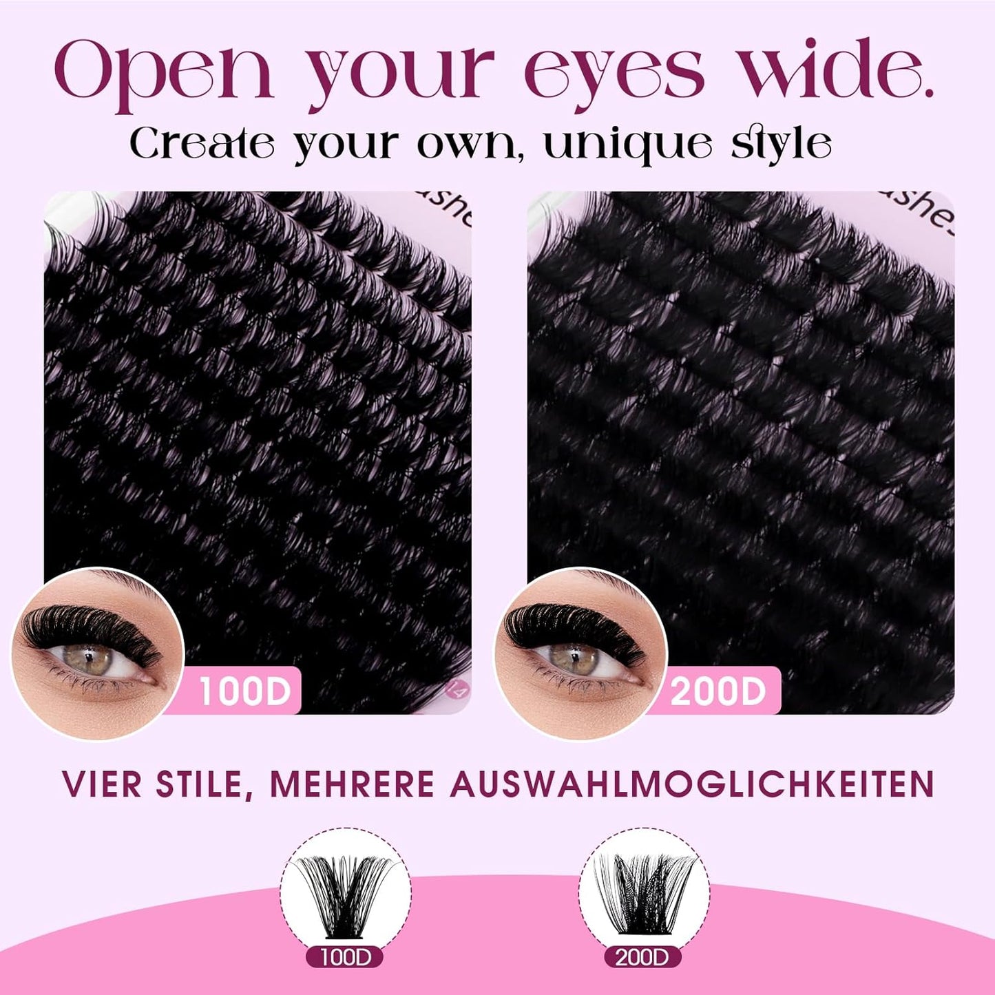 WENDY DIY D Curl Lash Clusters Book 468 Pcs Natural Look Individual Cluster Lashes Book Wispy-lashes Soft,100D+200D,28,10-18 mixed