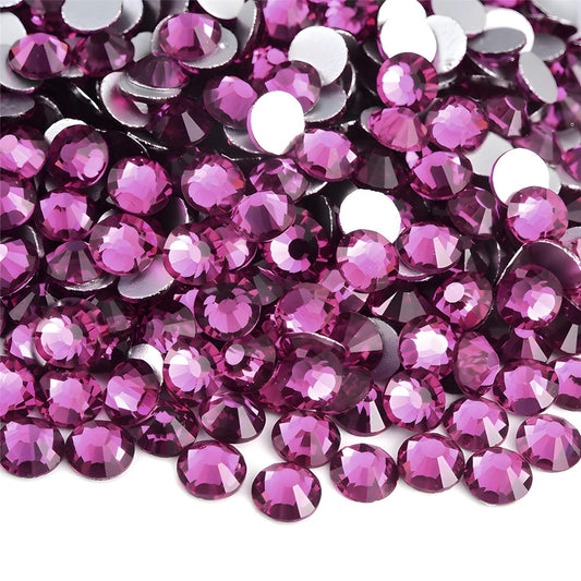 Flatback Rhinestones Round Gems for Nails Art and Crafts 4000Pcs SS12 3mm Glitter Crystals Stone DIY Bags Clothes Shoes (Grape Purple)