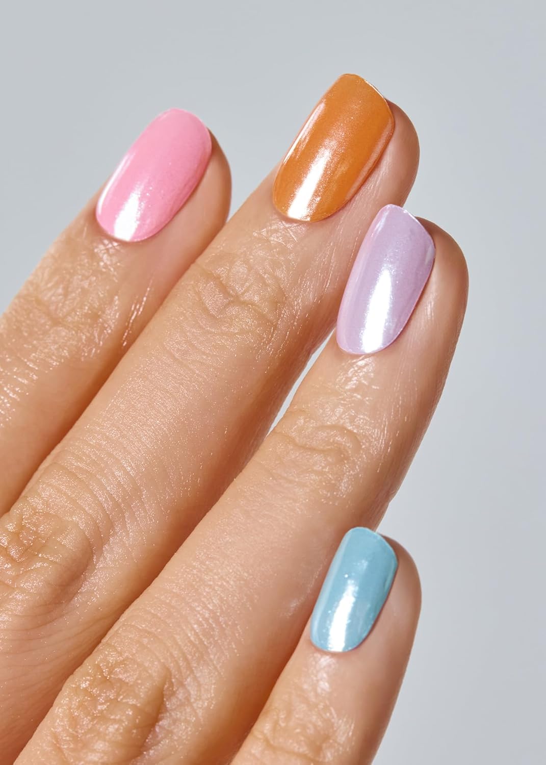 ohora Semi Cured Gel Nail Strips (N Rainbow Chrome) - Works with Any Nail Lamps, Salon-Quality, Long Lasting, Easy to Apply & Remove